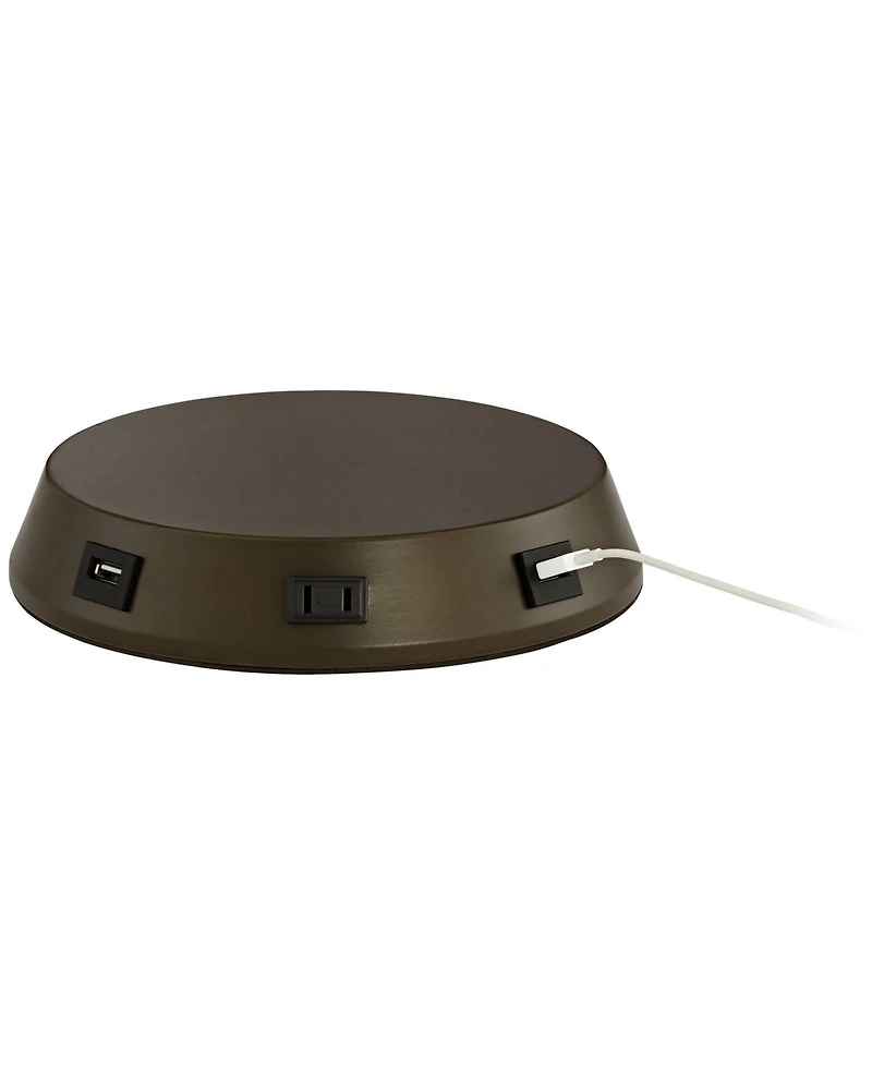 360 Lighting 1 3/4" High Universal Charging Workstation Lamp Base Usb Port Ac Power Outlet Brown Bronze Finish Metal Living Room