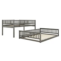 Streamdale Full Xl over Queen Bunk Bed with Ladder and Guardrails, Walnut
