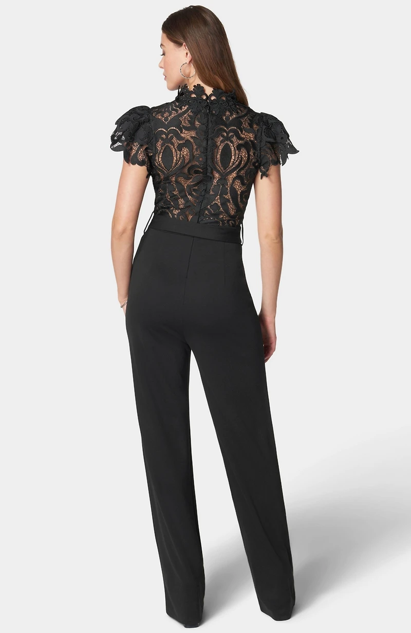 Bebe Women's Lace High Neck Jumpsuit