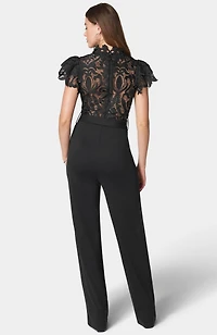 Bebe Women's Lace High Neck Jumpsuit