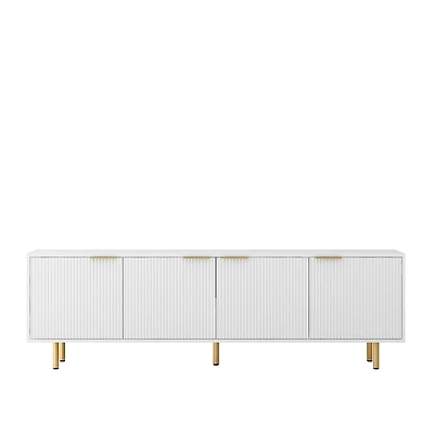 Streamdale Grooved Tv Cabinet with White Texture