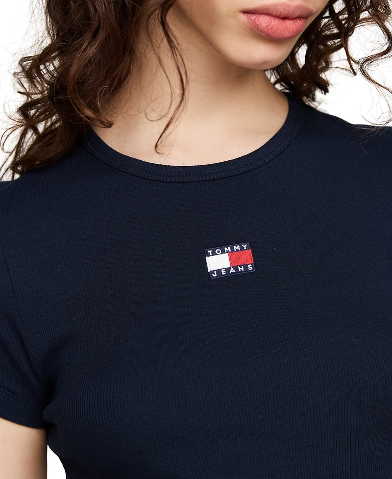 Tommy Jeans Women's Badge Logo Ribbed T-Shirt