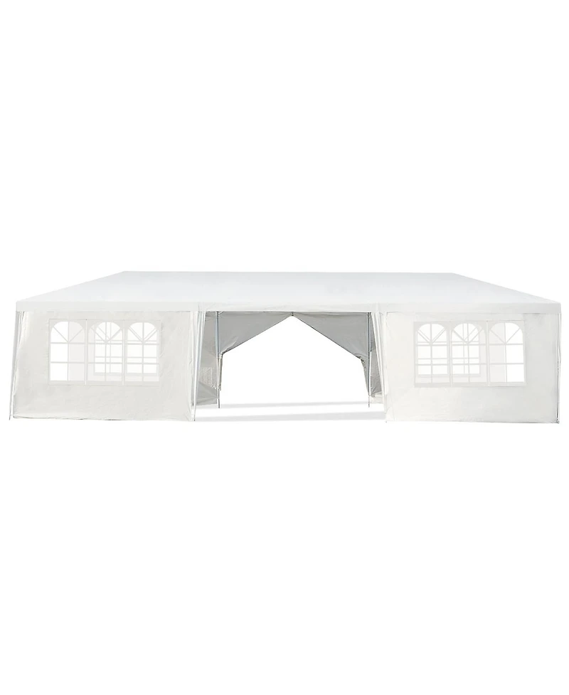 Slickblue 10 x 30 Feet Outdoor Canopy Tent with 6 Removable Sidewalls and 2 Doorways-White