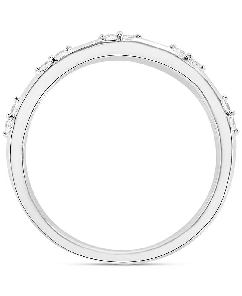 Diamond Mini Cluster Stack Band (1/6 ct. t.w.) 10k White Gold, Created for Macy's