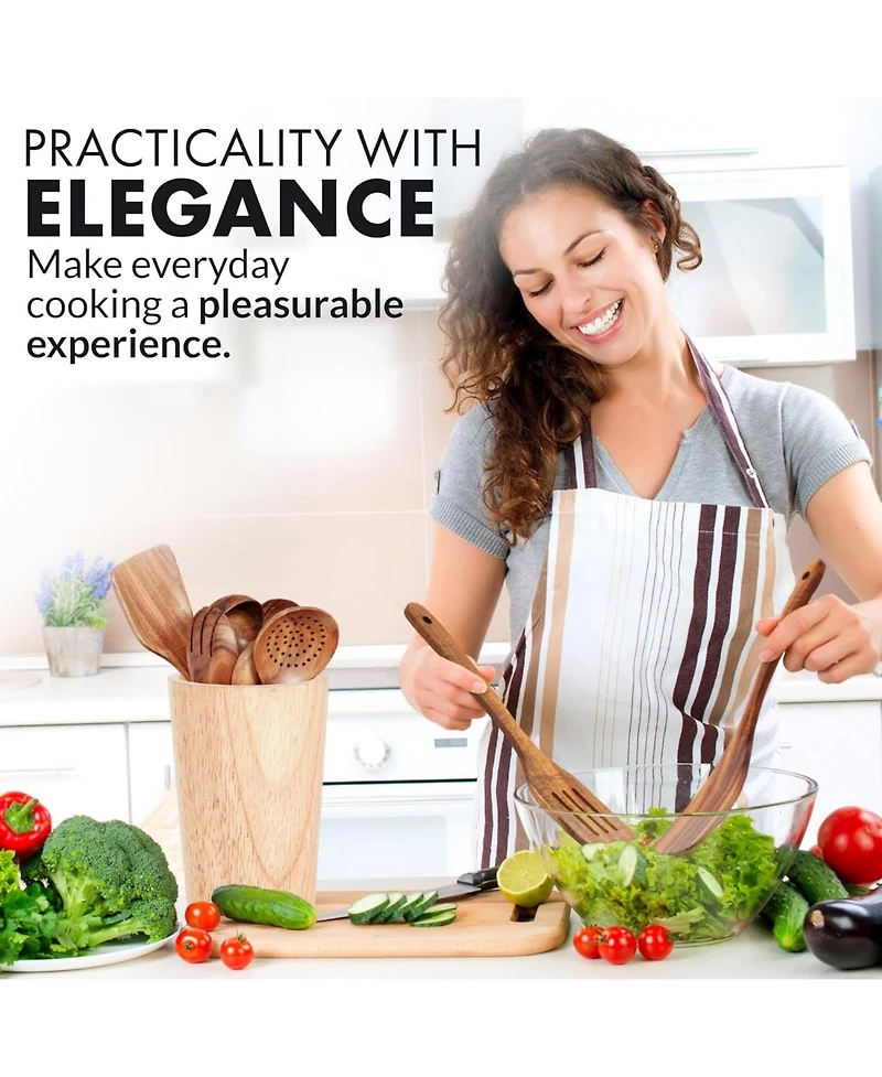 Zulay Kitchen Premium 8-Piece Wooden Spoons for Cooking