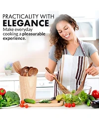Zulay Kitchen Premium 8-Piece Wooden Spoons for Cooking