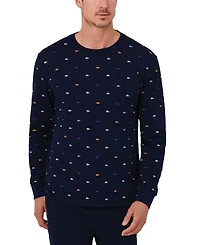 Lacoste Men's All Over Croc Print Long-Sleeve Thermal Sleep Shirt