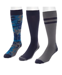 Muk Luks Men's 3 Pack Nylon Compression Knee-High Socks