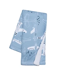 Bedtime Originals Little Aviator Blue/White Airplane Soft Fleece Baby Blanket