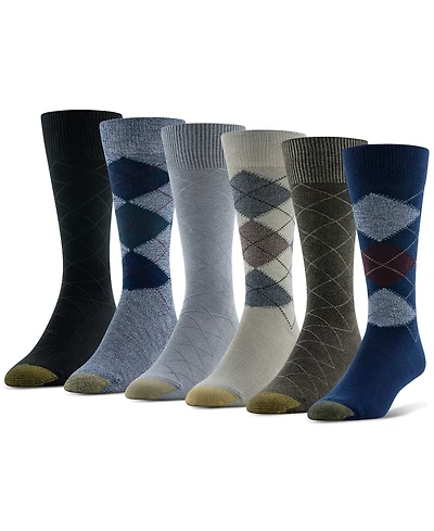 Gold Toe Men's 6-Pack Campbell Argyle Crew Dress Socks