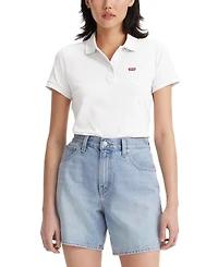 Levi's Women's Crown-Logo Shirt-Sleeve Polo Shirt