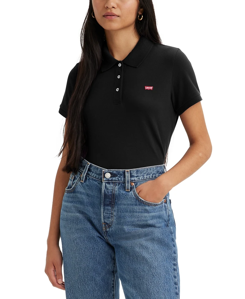 Levi's Women's Crown-Logo Shirt-Sleeve Polo Shirt