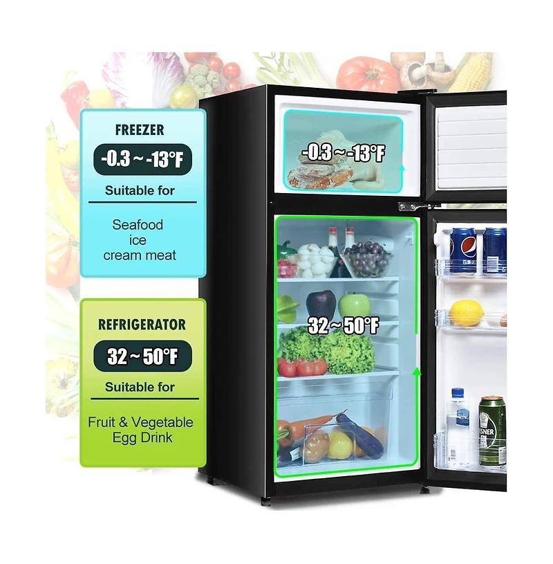 Sugift 2 Doors Cold-rolled Sheet Compact Refrigerator