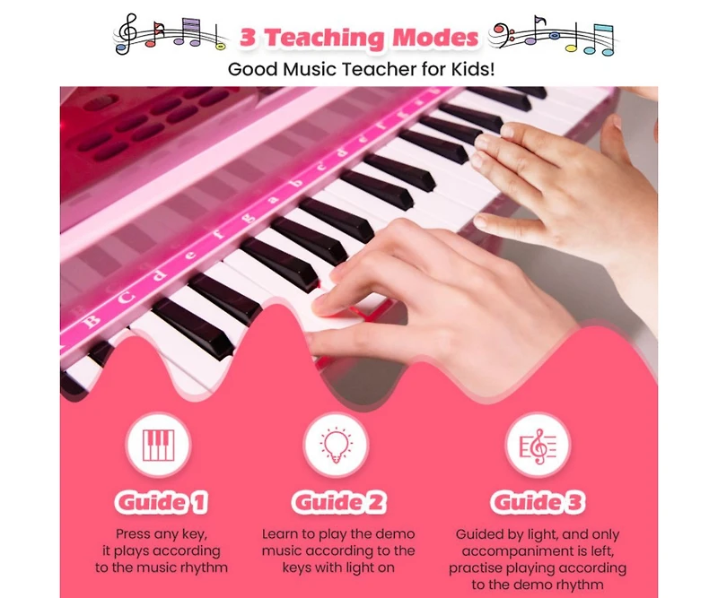 37 Keys Kids Piano Keyboard with Stool and Piano Lid