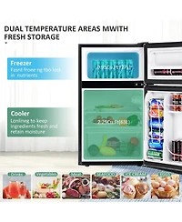 Sugift 3.2 cu ft Compact Stainless Steel Refrigerator