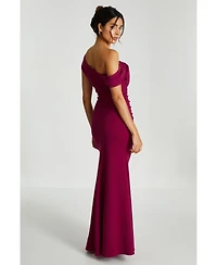 Quiz Women's Scuba Crepe Asymmetric Cowl Neck Maxi Dress