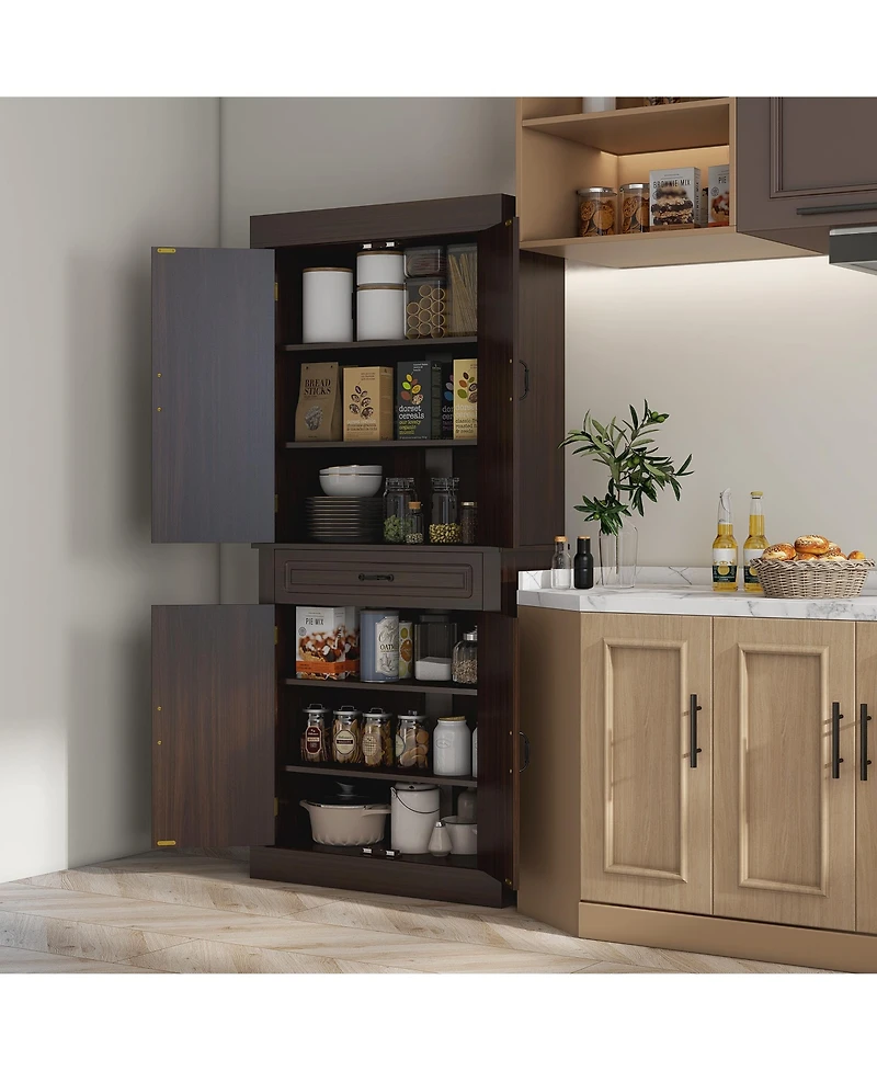 Homcom 71" Kitchen Pantry Storage Cabinet with 4 Doors, Drawer,