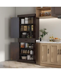 Homcom 71" Kitchen Pantry Storage Cabinet with 4 Doors, Drawer,