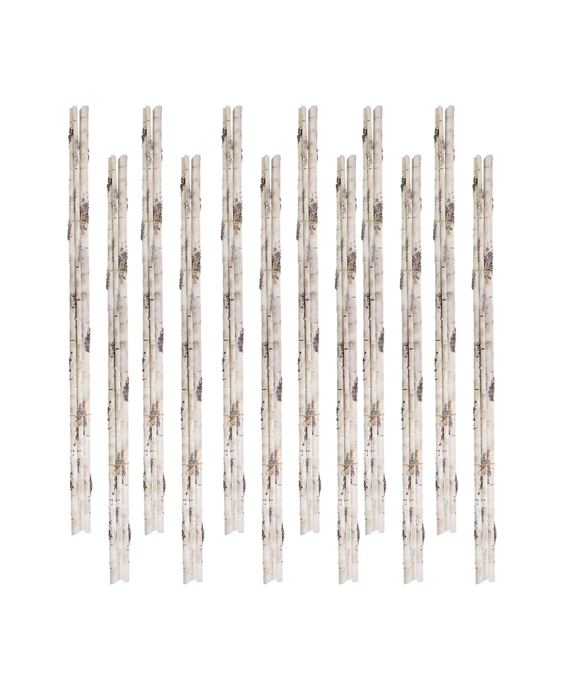 Slickblue Rustic Birch Log Bundle With Snowy Accents For Decor (Set of 12)