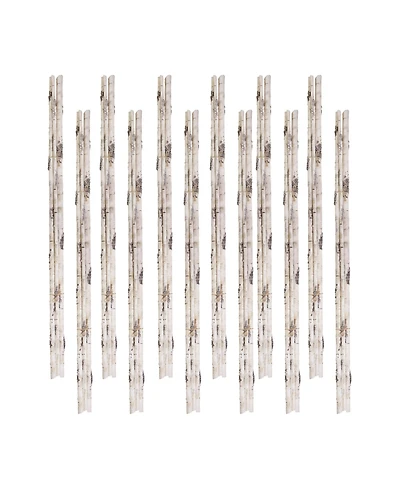 Slickblue Rustic Birch Log Bundle With Snowy Accents For Decor (Set of 12)