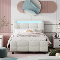 Streamdale Twin Upholstered Led Platform Bed with Drawers