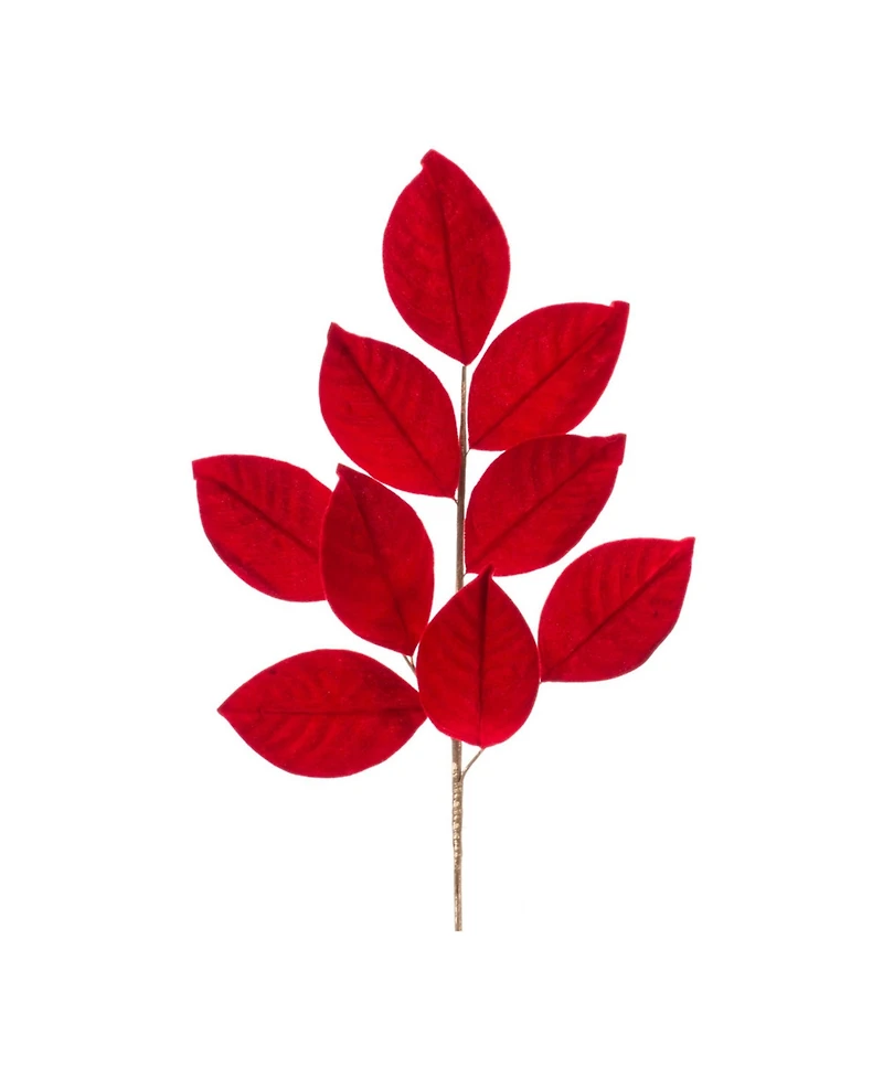 Slickblue Artificial Flocked Magnolia Leaf Spray (Pack of 6) Soft Velvet Touch, Ideal for Winter and Christmas Decorations