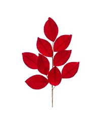 Slickblue Artificial Flocked Magnolia Leaf Spray (Pack of 6) Soft Velvet Touch, Ideal for Winter and Christmas Decorations