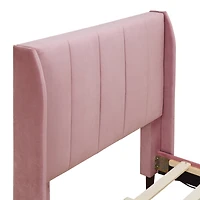 Streamdale Twin Size Upholstered Platform Bed, Velvet, Pink