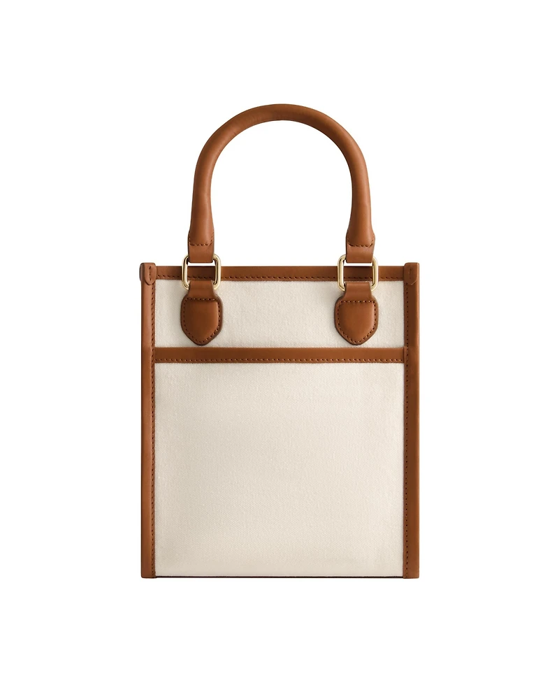 Solid Canvas North South Tote with Leather Trim