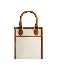 Solid Canvas North South Tote with Leather Trim