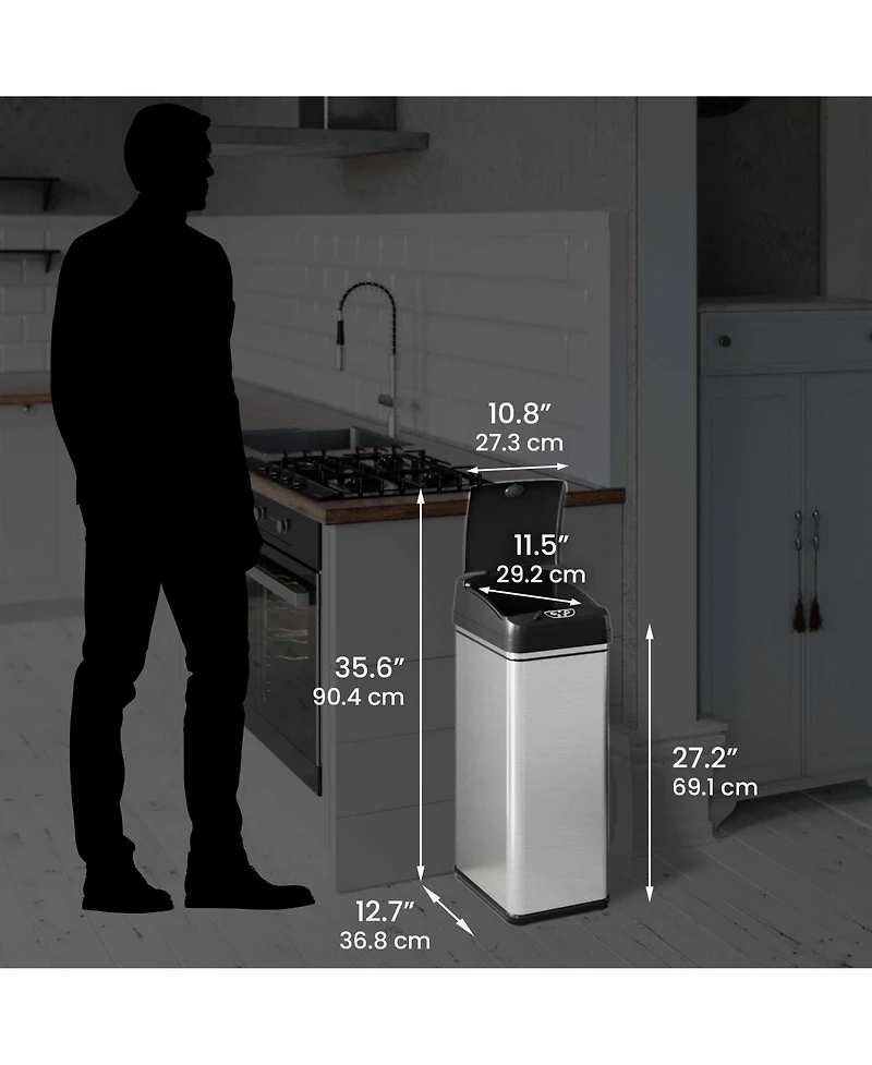 iTouchless Stainless Steel Sensor Trash Can with AbsorbX Odor Filter 13 Gallon Silver