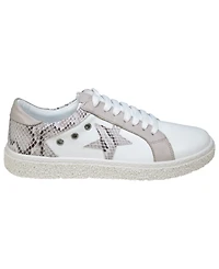 Cools 21 Women's Charlee Snakeskin Two-Tone Star Motif Lace Up Sneakers