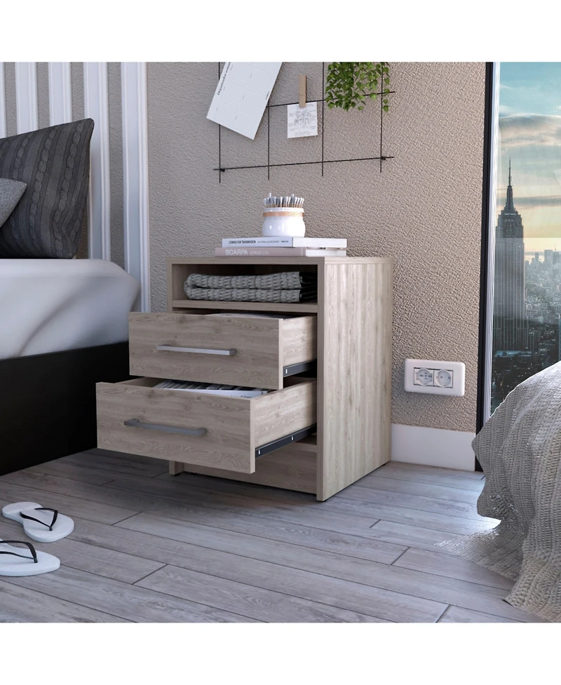 Fm Furniture Philadelphia Nightstand, Two Drawers