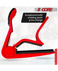 5Core Capo Acoustic Electric Guitar 6 String Kapo Clip For Banjo Mandolin Ukulele - Capo Red