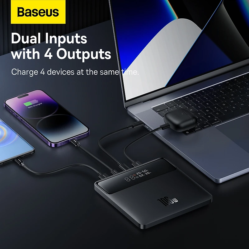 Baseus Blade2 Portable Charger 12000mAh Power Bank 65W Fast-Charging - Black