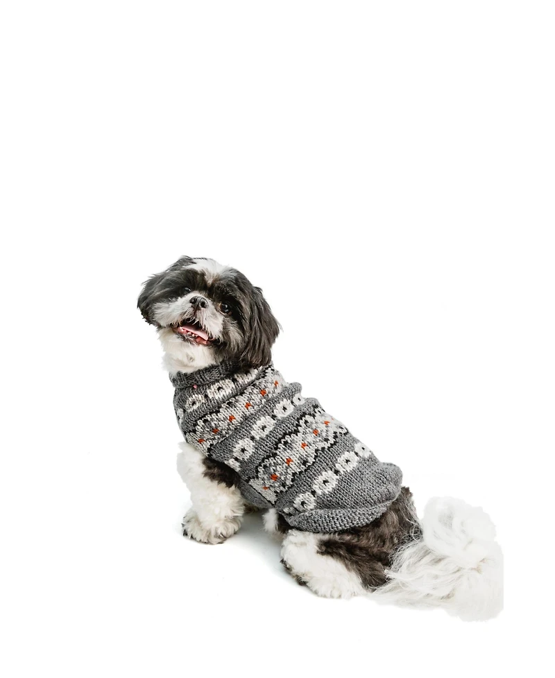 Chilly Dog Silver Alpaca Fairisle Dog Sweater