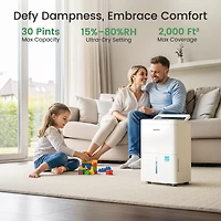 Waykar 2000 Sq. Ft 30 Pints Dehumidifier for Home & Basements with Continuous Drainage