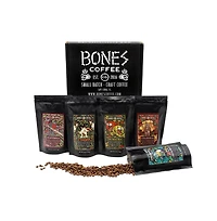 Bones Coffee Company New World Tour Sample Pack | Whole Coffee Beans Sampler Gift Box Set | 4 oz Pack of 5 Assorted Single-Origin Gourmet Coffee Gifts