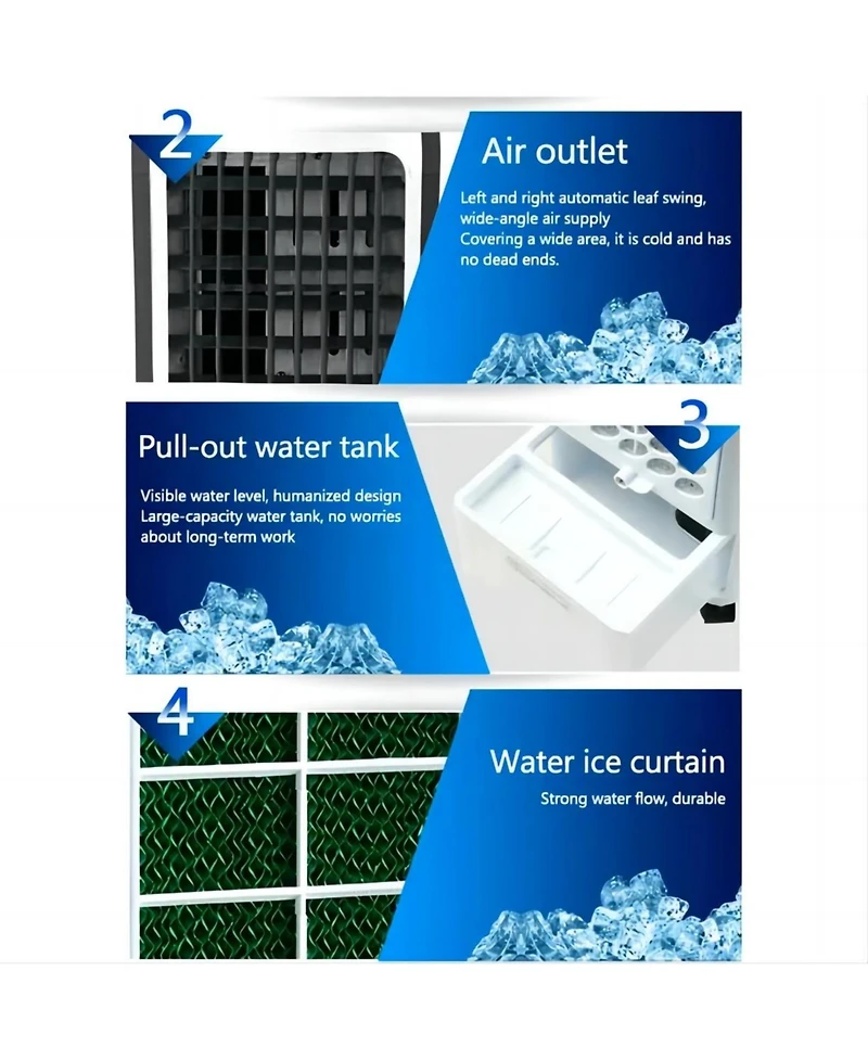3-in-1 Evaporative Portable Air Cooler Fan and Humidifier with Remote Control