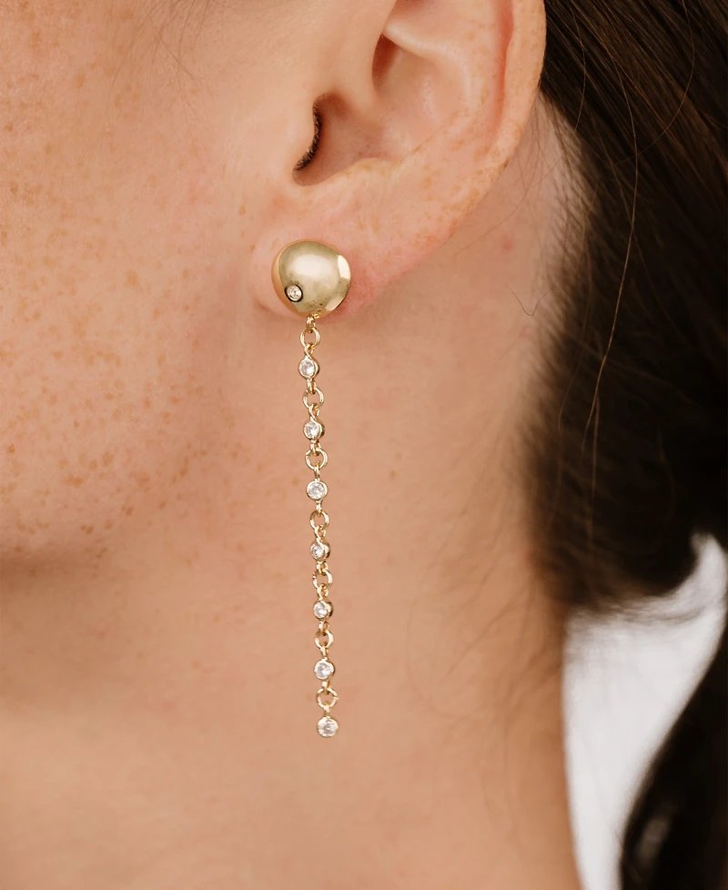 Ettika Polished Pebble Linear Crystal Chain Drop Earrings