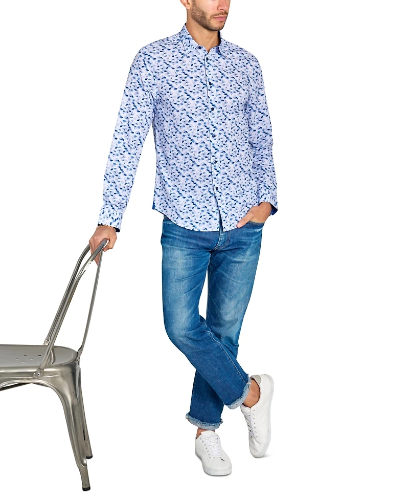 Brooklyn Brigade Men's Non-Iron Performance Stretch Moisture-Wicking Floral Button-Down Shirt