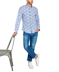 Brooklyn Brigade Men's Non-Iron Performance Stretch Moisture-Wicking Floral Button-Down Shirt