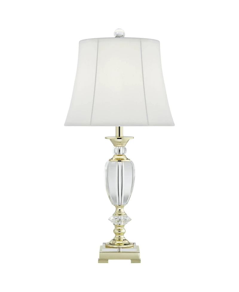 Vienna Full Spectrum Traditional Table Lamp 31" Tall Faceted Crystal and Brass Bell Fabric Shade for Living Room Family Bedroom Bedside