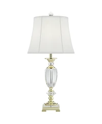 Vienna Full Spectrum Traditional Table Lamp 31" Tall Faceted Crystal and Brass Bell Fabric Shade for Living Room Family Bedroom Bedside