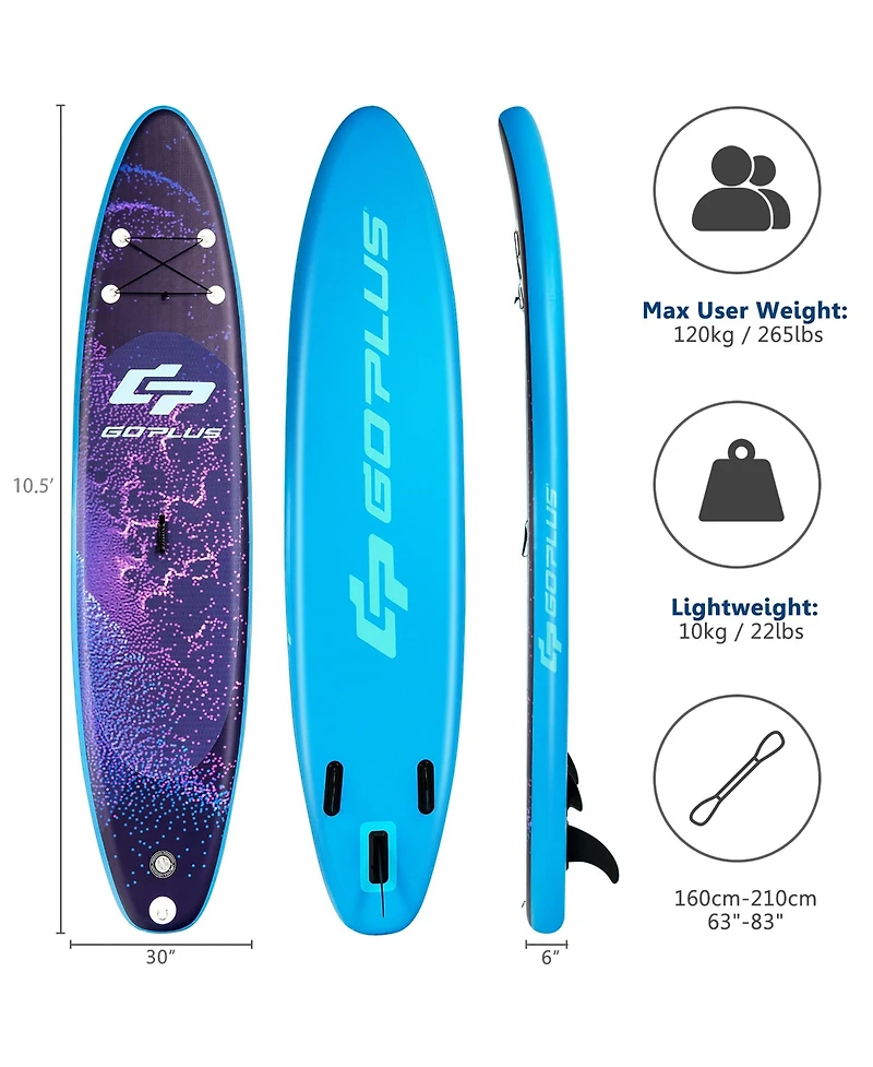 Costway Inflatable Stand Up Paddle Board Surfboard W/Bag Aluminum Paddle