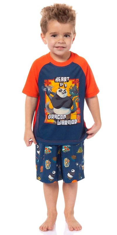Kung Fu Panda Toddler Boys 4 Po Heart Of Dragon Warrior 2-Piece Pajama Short Set