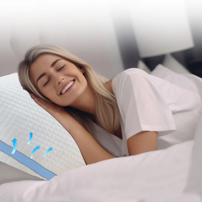Luxury Bed Pillow for Sleeping, Adjustable Memory Foam, Medium-Firm by California Design Den King