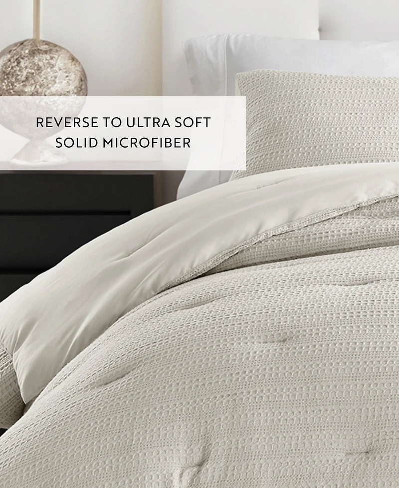 ienjoy Home Waffle Textured 3-Piece Comforter Set
