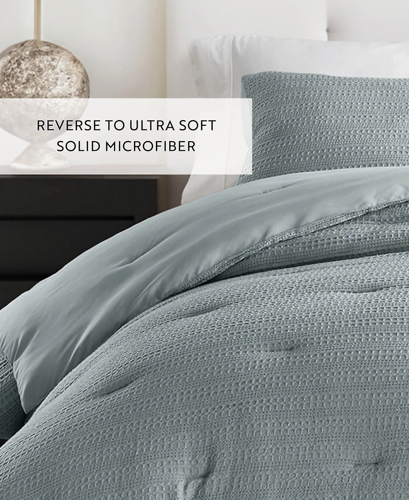 ienjoy Home Waffle Textured 3-Piece Comforter Set, King/California King