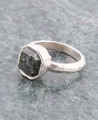 Barse Hammered Genuine Green Seraphinite Octagan Sterling Silver Ring